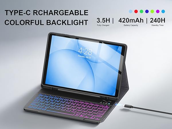 rechargeable and efficient battery colorful backlight