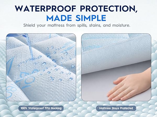 Waterproof mattress pad with TPU backing helps protect against spills and moisture