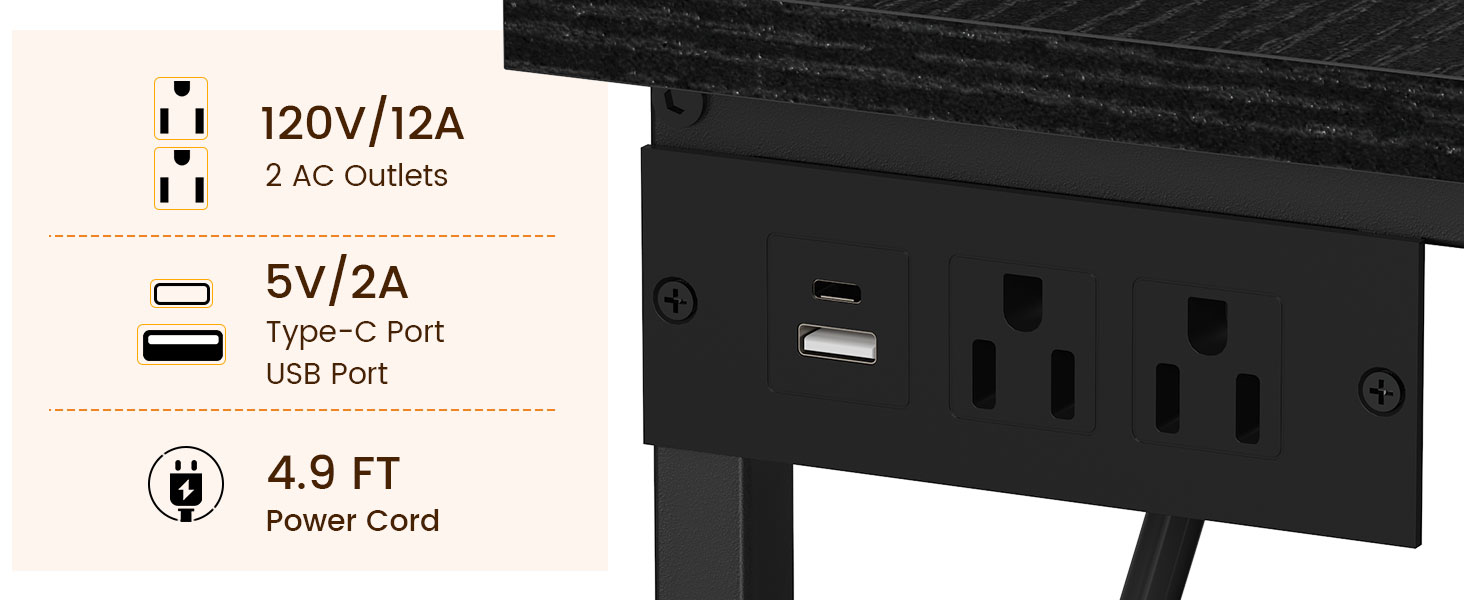 Adjustable PC Tower Stand CPU Holder Cart with Charging Station