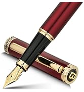 BEILUNER Red Fountain Pen,Stunning Luxury Pens with 24K Gold Finish, Gorgeous 24K Gilded Nib(Fine...
