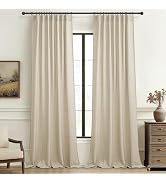 Natural Melange 96 Inch Living Room Curtains Taupe Beige Linen Pleated Drapes Back Tab Ceiling Tr...