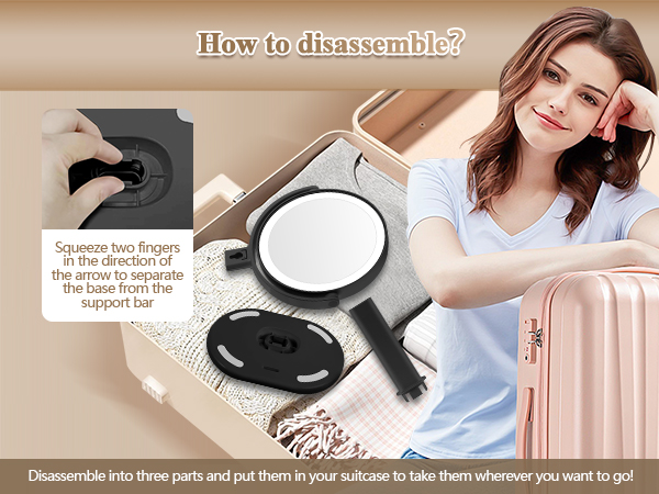 lighted mirror with magnification