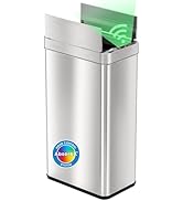 iTouchless 68 Liter / 18 Gallon Wings-Open Lid Sensor Kitchen Trash Can with Odor Filter, Dog-Pro...