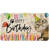 Kuyuayee Happy Birthday Cat Welcome Door Mat 30x17 Inch Cat Front Doormat Indoor Outdoor Cat Floo...