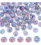OLYCRAFT 59~60pcs Gold Sand Lampwork Beads 8~10mm Glass Handmade Round Loose Beads for Rosary Mak...