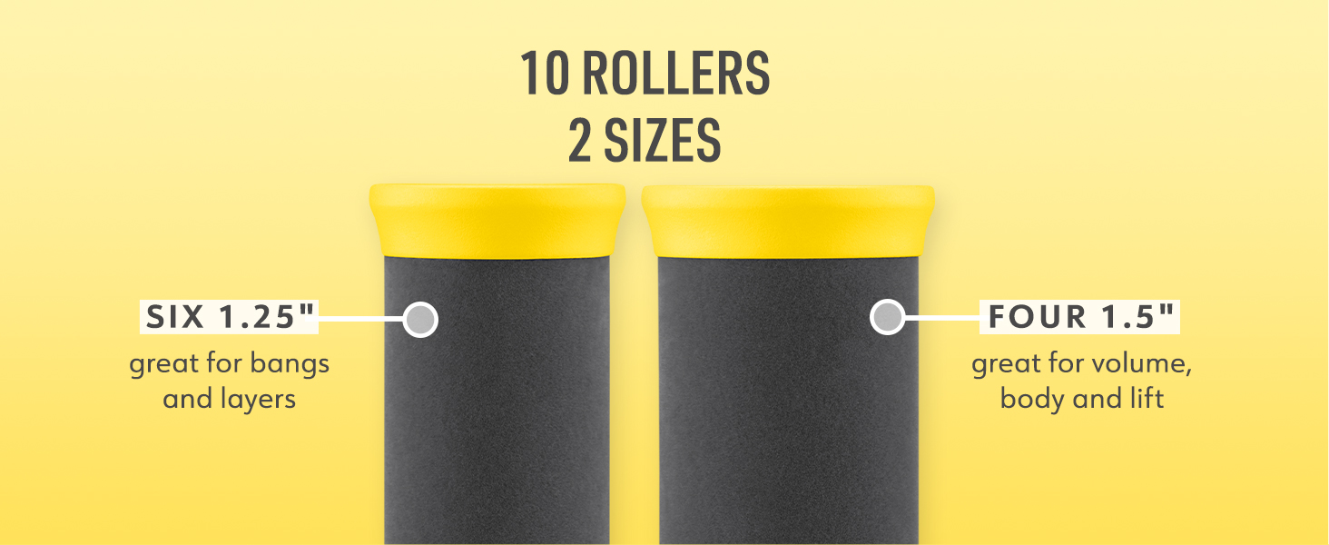 10 Rollers with two 1.25 inch and four 1.5 inch roller sizes