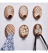 Indian Shelf 6 Hooks, 12 Strips Wood Wall Hooks- Adhesive Wall Hooks- Decorative Wall Hooks for H...