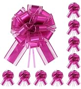 TIMESEEK 10-Pack Fuchsia Color Pull Bows for Gift Wrapping - 6 Inch Reusable Ribbon Bows, Large I...