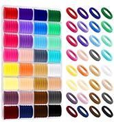 32 Colors Cotton Toddler Elastics Mini Hair Accessories with Organizer Box for Girls, Kids - 320 ...