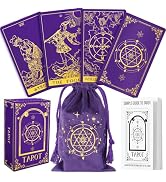 Hihealer 78 Tarot Cards Deck with Guide Book and Linen Carry Bag, Classic Original Tarot Cards fo...