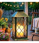 Dekofun 14" Large Tempered Glass Solar Lanterns Outdoor Waterproof, Hanging Solar Lights with Fli...