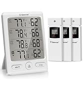 Geevon Indoor Outdoor Thermometer Wireless with 3 Remote Sensors, Temperature Humidity Monitor fo...
