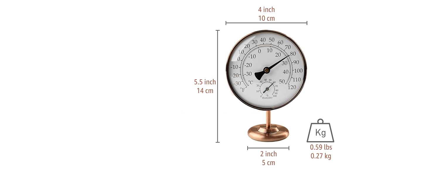 Room thermometer indoor 4 inch size dial and weight 0.59 lbs