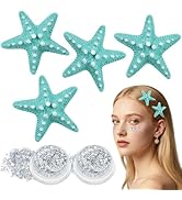 Sightor 4PCS Starfish Hair Clips, Mermaid Hair Accessories With 2PCS Face Body Glitter Gel, Women...