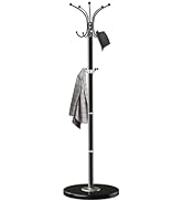 OIRUMIE Coat Rack with Natural Marble Base, Metal Freestanding Coat Rack with 14 Hooks, Coat Rack...