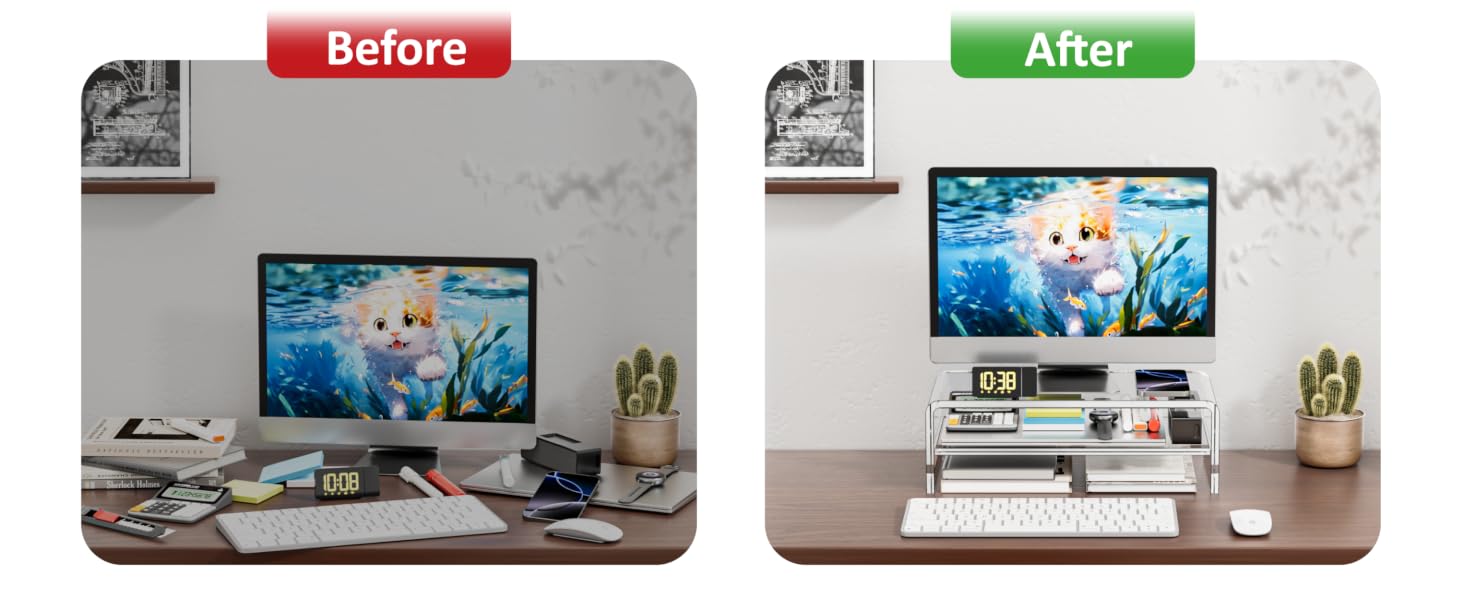 Egchi Clear Acrylic Monitor Stand Riser 2 Tier