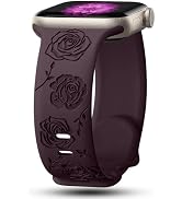 IKANFI Floral Engraved Bands Compatible with Apple Watch Band 41mm 40mm 38mm 49mm 45mm 44mm 42mm ...