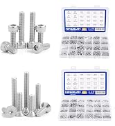 NINDEJIN 304 Stainless Steel 880pcs M2 M3 M4 M5 Hex Socket Cap Machine Screws Bolts, Nuts Set and...