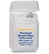 SmileGoods Premium PTFE Dental Floss, 12 yds, Unflavored, Bulk Pack of 72