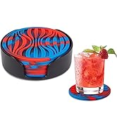 6 Pack Drink Coasters,Coasters for Drink with Holder,Non-Slip Silicone Coasters,Rubber Coasters