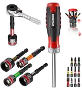 Geinxurn 19 Pieces Ratcheting Screwdriver Set, Mini Rachet Wrench, Rachet Screwdriver Handle and ...