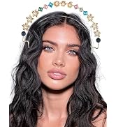 YAEISM Gold Halo Crown Gorgeous Crystal Headband Flower Goddess Headpiece 3D Vintage Pearls Hairb...