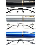 VEVESMUNDO Blue Light Blocking Reading Glasses Portable Metal Lightweight Compact Durable Travel ...