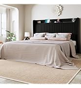 Allewie Queen Size Platform Bed Frame with USB Charging Station and Storage Shelf/Upholstered Vel...