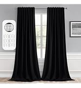 MIULEE 2 Panels Back Tab Blackout Curtains 96 Inch Long for Living Room Bedroom, Black Rod Pocket...
