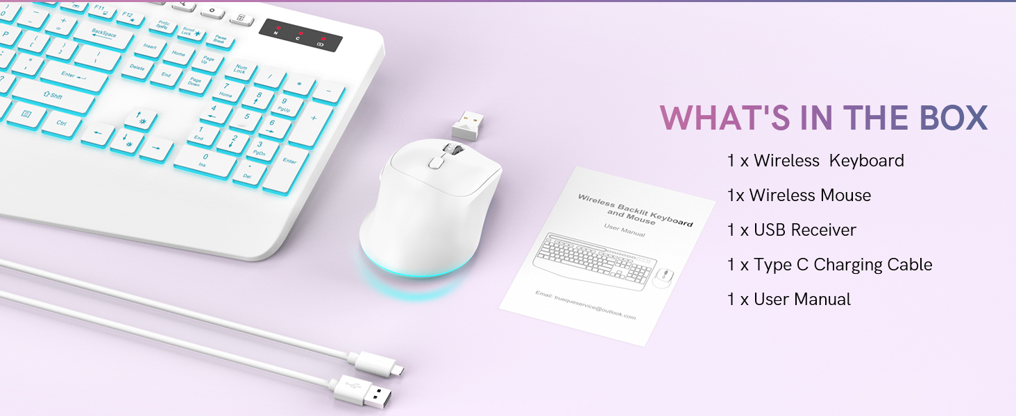 Full size ergonomic keyboard and silent mouse