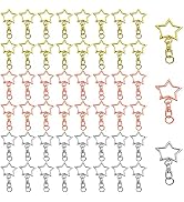 60Pcs Star Shaped Spring Snap Keychain Clip,3 Colors Metal Swivel Clasp Snap Hook Key Ring with C...