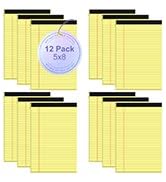 Small Yellow Legal Pads 5×8 – 12 Pack College Ruled Notepads with Perforated Pages and Double Sid...