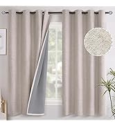 YoungsTex Linen Blackout Curtains 63 Inch Length, Grommet Bedroom Curtains Thermal Insulated Burl...
