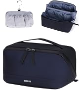 WANDF Toiletry Bag for Men, PU Leather Travel Organizer with Detachable Waterproof Hanging Pouch,...