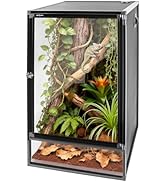 REPTI ZOO 16" x 16" x 30" Reptile Tank, Deluxe Foldable Screen Cage, 34 Gallon Vertical Terrarium...
