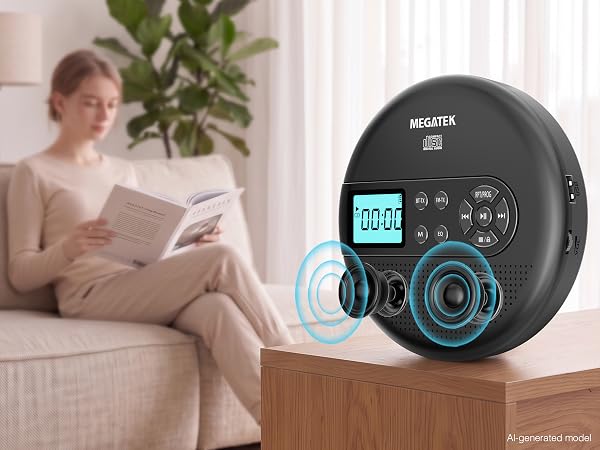 Portable CD Player with Dual Stereo Speakers