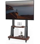 Mobile TV Cart for 32-75 Inch Flat/Curved LED/LCD/OLED TVs, Height Adjustable Rolling TV Stand wi...