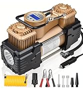MESHUBA Dual Cylinder Tire Inflator Air Compressor, 150 PSI 12V DC Portable Air Pump with Digital...