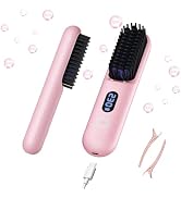 Cordless Hair Straightener Brush - Portable Straightener Brush with 9 Temp Settings, Mini Straigh...
