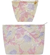 getgto 2 Pcs Makeup Bags, Large Cosmetic Bag Travel Toiletry Bag Organizer for Women, Embroidery ...