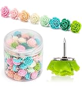 100Pcs Cute Push Pins Decorative Floral Thumb Tacks for Corkboard, Bulletin Board (Rose)
