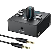 YGiTK 3.5mm Audio Switcher with Volume Control, 1 in 2 Out & 2 in 1 Out Bi-Directional Switcher, ...