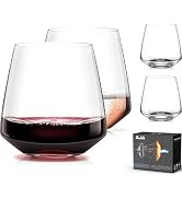 Stemless Wine Glasses Set of 4 13.5oz, Hand Blown Red White Wine Glasses Unique Gifts for Him Her...