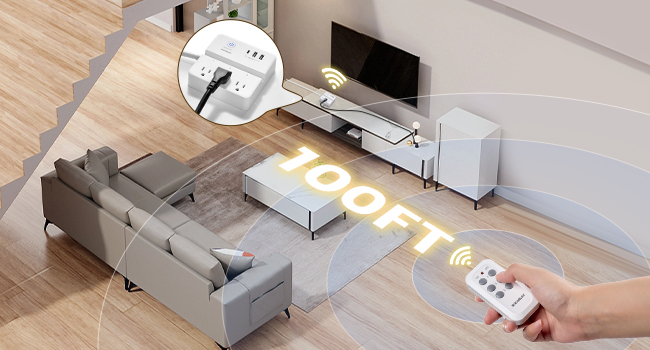 remote plugs outlet extension cord with remote control long range RF