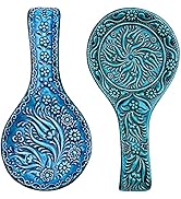 BCS Spoon Rest Set of 2 - Ceramic Spoon Holder for Stovetop & Kitchen Counter - Dishwasher Safe H...