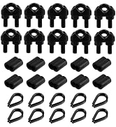 Antrader Wire Rope Accessory Set,M5-3/16",Black(10Pcs+10Pcs+10Pcs) | Wire Rope Cable Clip Clamp,S...
