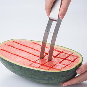 Then cross cut the watermelon.