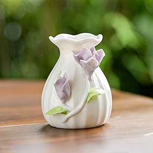 hand sculpted flower ceramic living room decor colorful hand painted ceramic flower vase