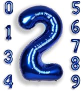 SULALABOO 40Inch Navy Blue 2 Balloon Number Large Helium Royal Blue Number Balloons 0-9 Giant Dig...