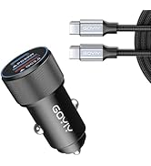 GOYIY USB C Car Charger, 38W 2-Port PD3.0&QC3.0 Metal Fast Car Charger with 3.3ft 60W Braided USB...